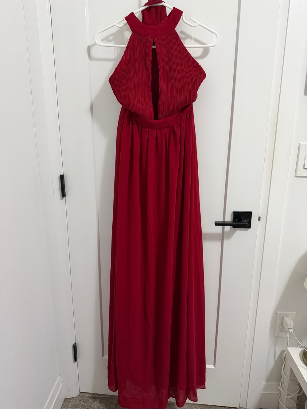 PIXIE + DIAMOND Red Halter Maxi Dress